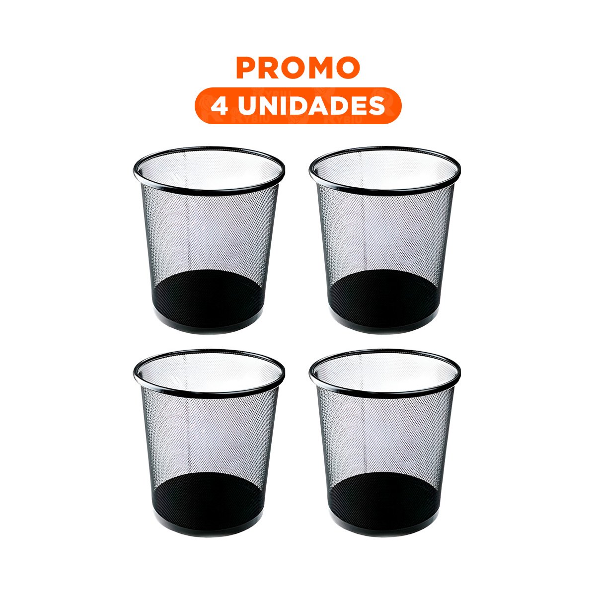 PACK4 CUBO METALICO PARA BASURA CIRCULAR NEGRO MODERNO Y RESISTENTE - 1