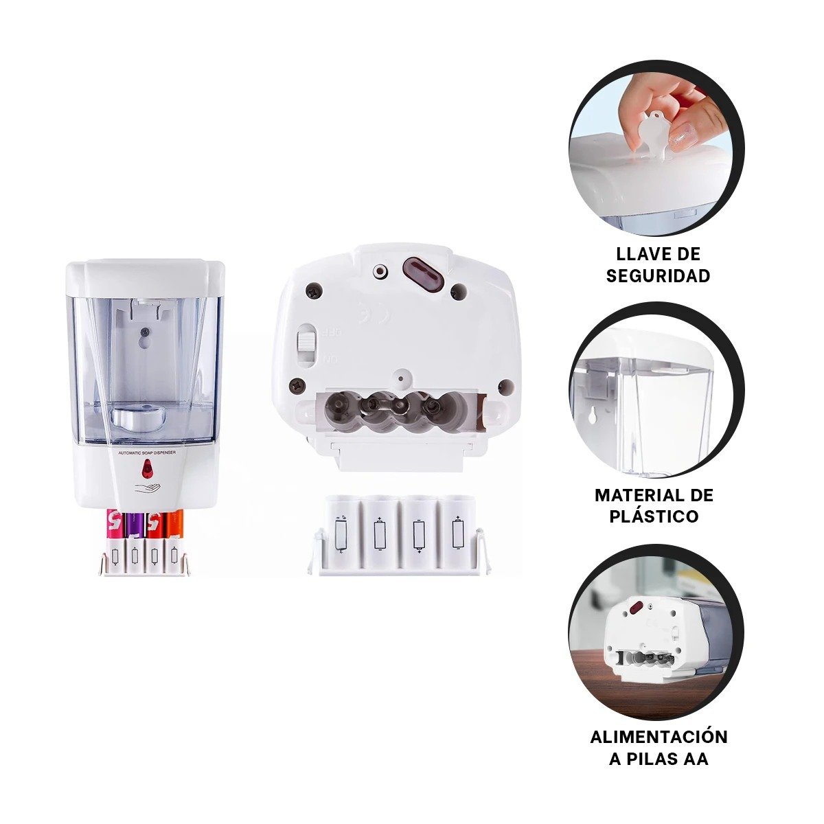 DISPENSADOR BLANCO DE LIQUIDOS CON SENSOR AUTOMATICO 500 ML PARA COCINA Y+POST IT - 5