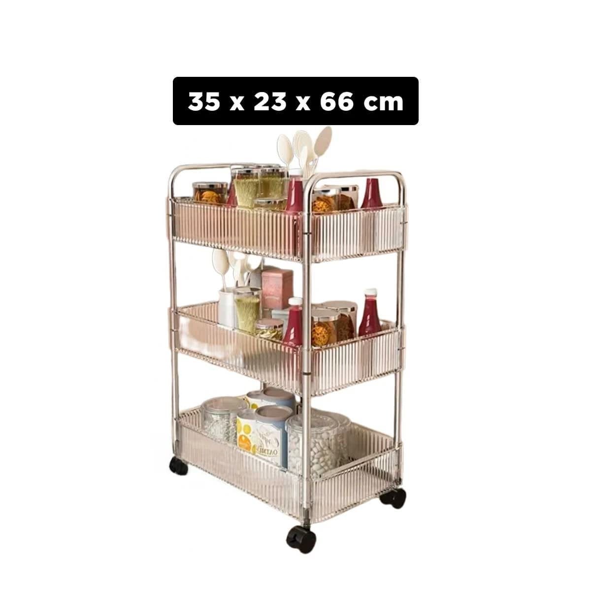 CARRITO TRANSPARENTE DE ACRILICO CON RUEDAS PARA BANO Y DORMITORIO Y+PAPEL REGALO - 4