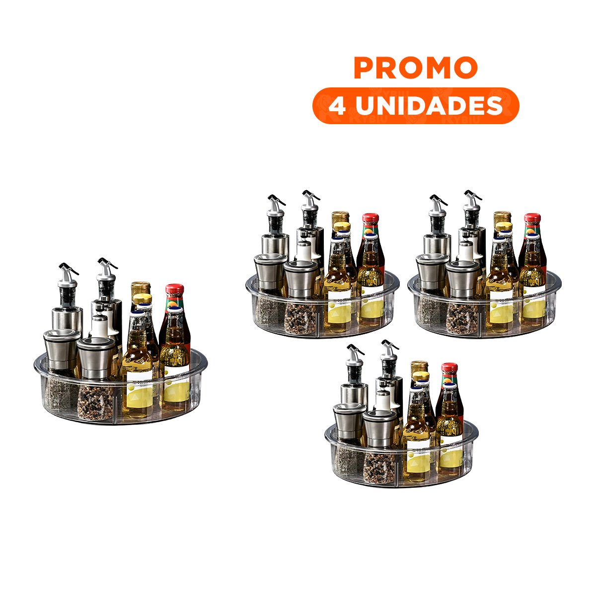 PACK4 BASE ROTATIVA DE ACRILICO CON 4 COMPARTIMIENTOS Y 360 GRADOS - 1