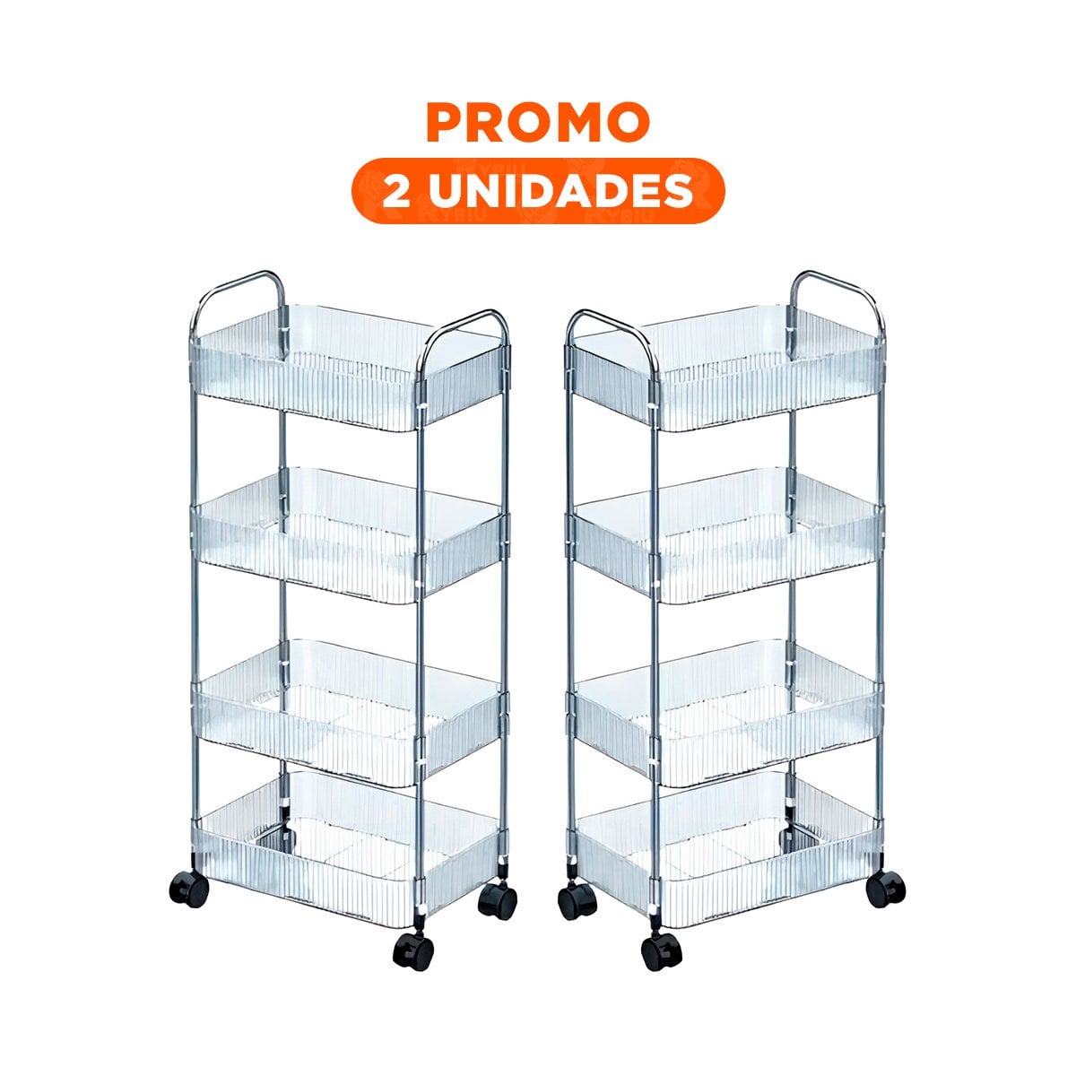PACK2 ORGANIZADOR COMPACTO DE ACRILICO 4 NIVELES CON ASAS TRANSPARENTE Y+REGALO STICKER - 1