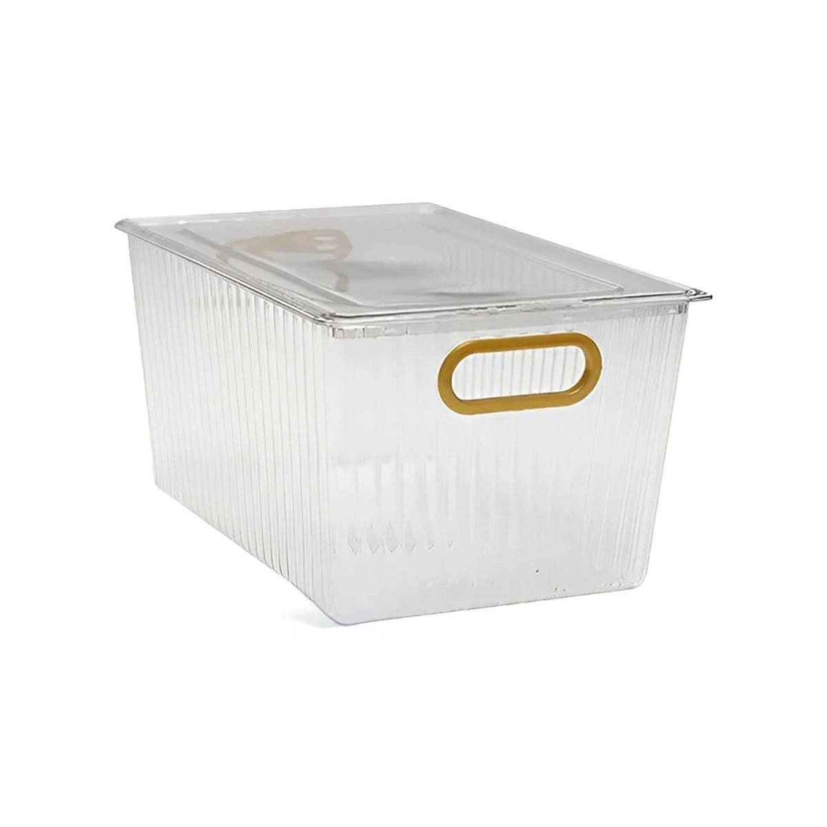 BANDEJA MODERNA DE ACRILICO RECTANGULAR CON TAPA Y ASAS DORADAS PARA GUARDAR Y+LIGAS REGALO - 5