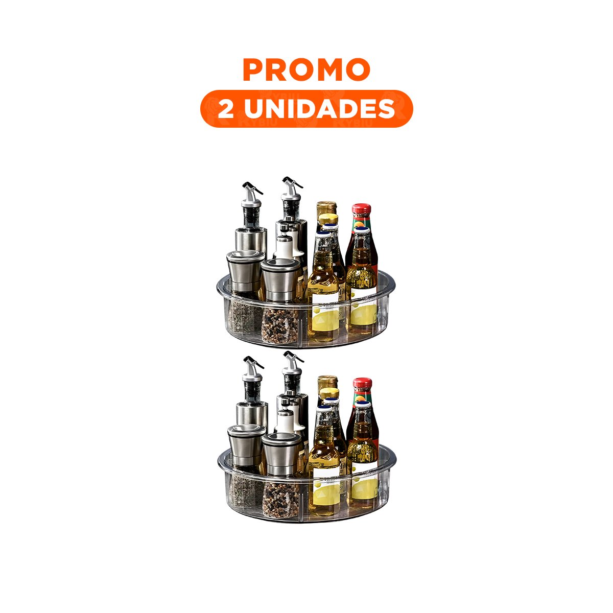 PACK2 SOPORTE PRACTICO PARA COCINA GIRATORIO 360 GRADOS CON 4 COMPARTIMIENTOS Y+REGALO STICKER - 1