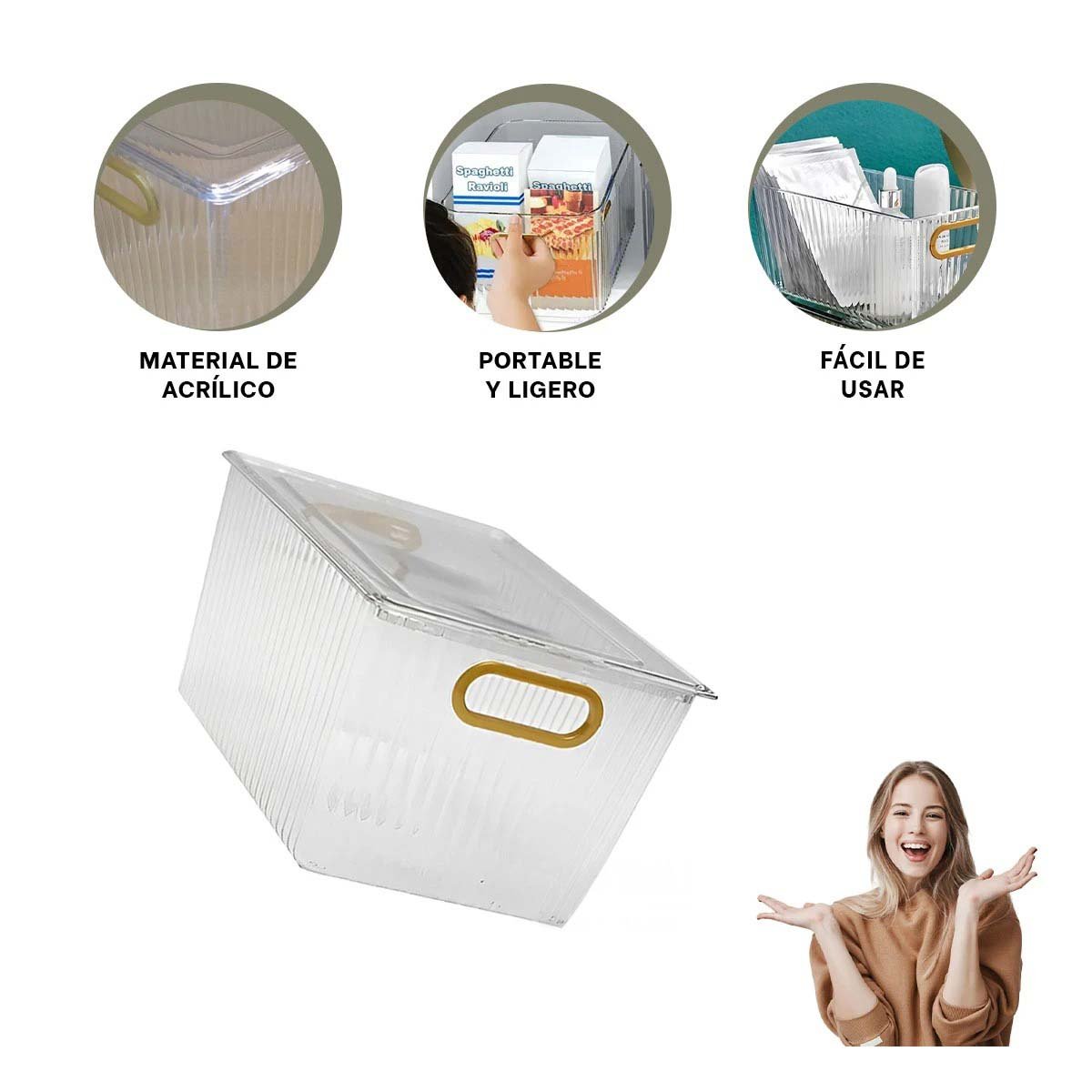 BANDEJA DE ACRILICO RECTANGULAR CON TAPA Y ASAS DORADAS PARA DECORAR LA MESA Y+PAPEL REGALO - 5