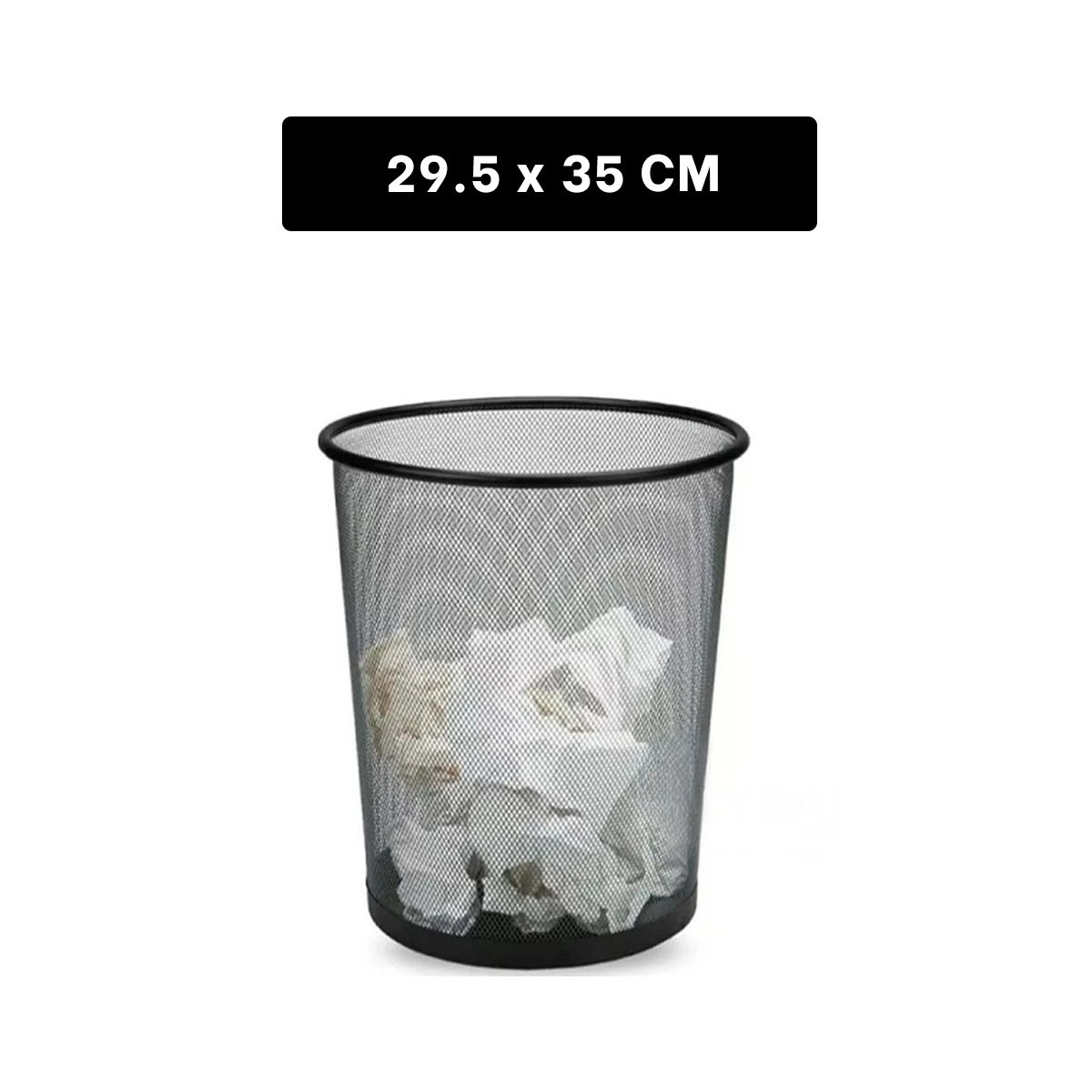 PACK12 PAPELERA PARA BASURA CIRCULAR NEGRO COMPACTA Y MODERNA PARA OFICINA Y+PAPEL REGALO - 4