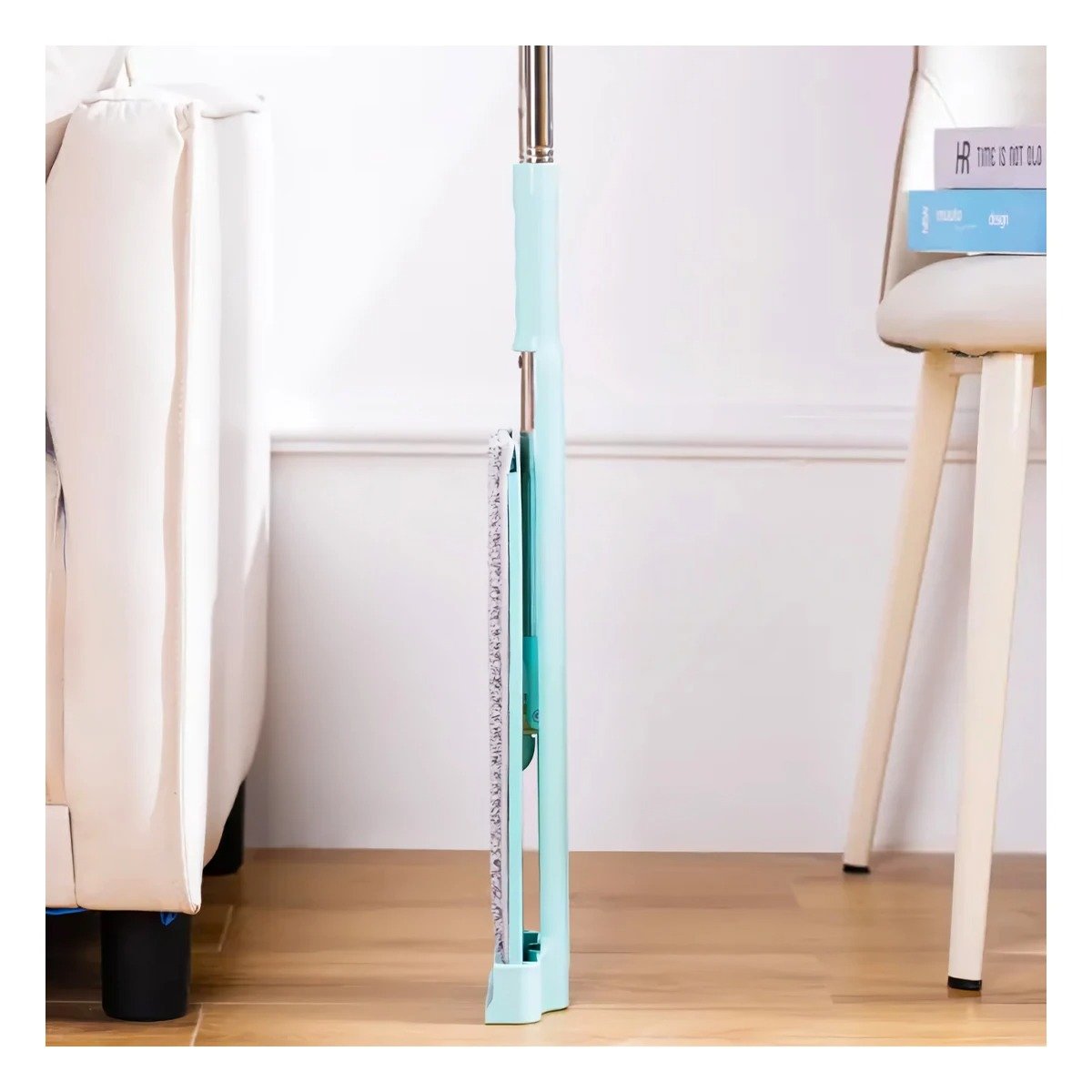 TRAPEADOR PLANO GIRATORIO 360 GRADOS CON ESCURRIDOR MANUAL VERDE AGUA PARA HOGAR - 5