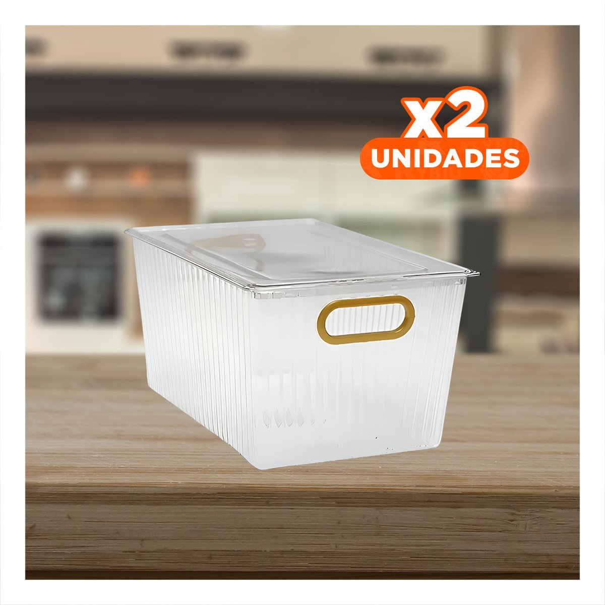 PACK2 CHAROLA DECORATIVA DE ACRILICO RECTANGULAR CON TAPA Y ASAS DORADAS Y+PAPEL REGALO - 1