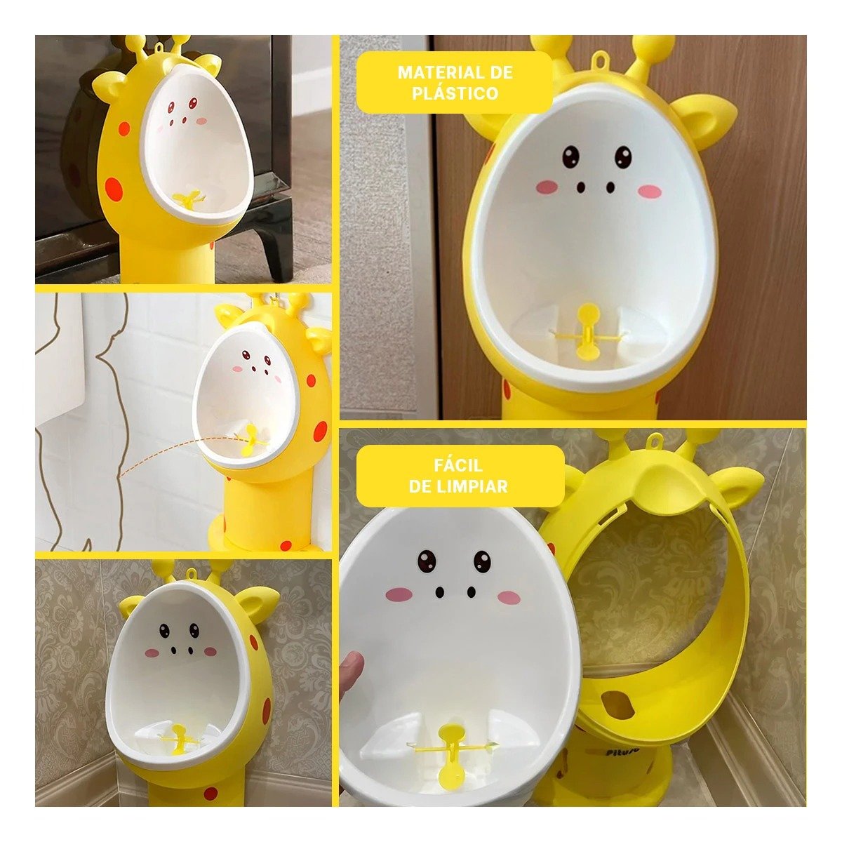 ORINAL DE FIRAJA PARA APRENDER A USAR EL BANO CON ESTILO AMARILLO Y+POST IT - 2