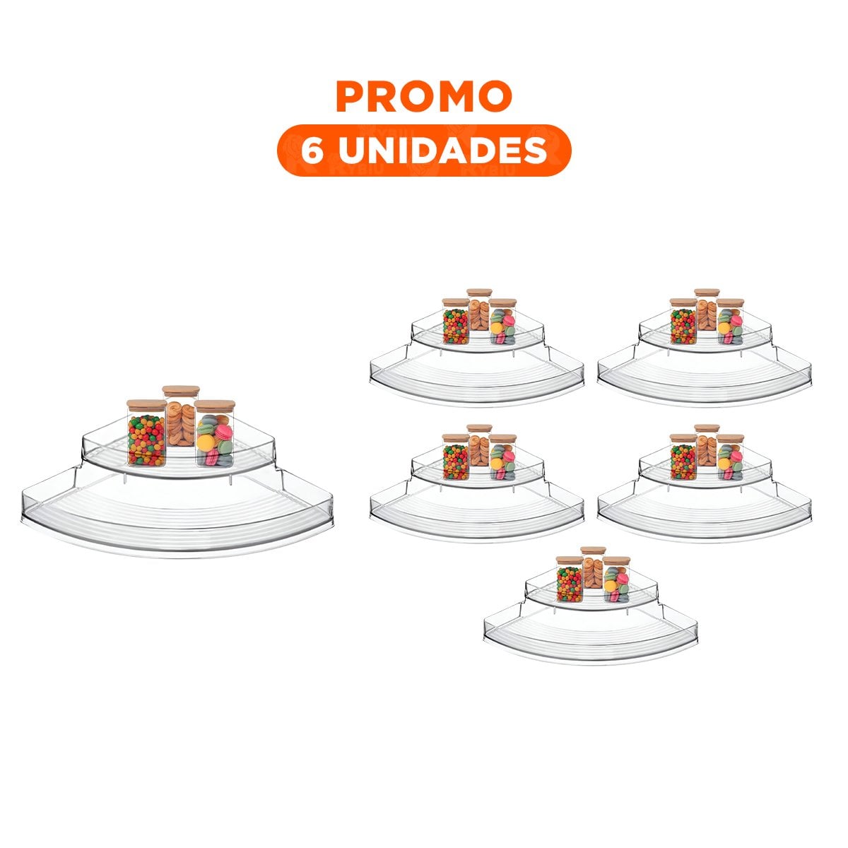 PACK6 ALMACENADOR PRACTICO DE ACRILICO ESQUINERO TRANSPARENTE PARA ESCRITORIO Y+REGALO STICKER - 1
