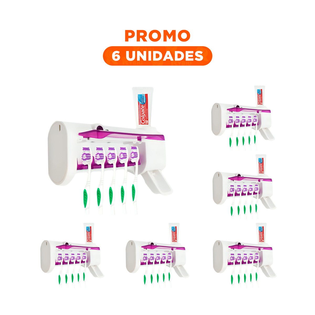 PACK6 SANITIZADOR AUTOMATICO PARA CEPILLOS CON SISTEMA DE DISPENSA Y+REGALO STICKER - 1