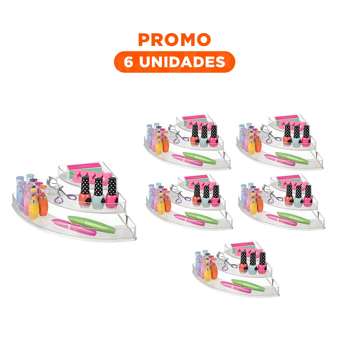 PACK6 CAJA MULTIUSO DE ACRILICO TRANSPARENTE 3 NIVELES PARA COCINA Y OFICINA Y+REGALO STICKER - 1