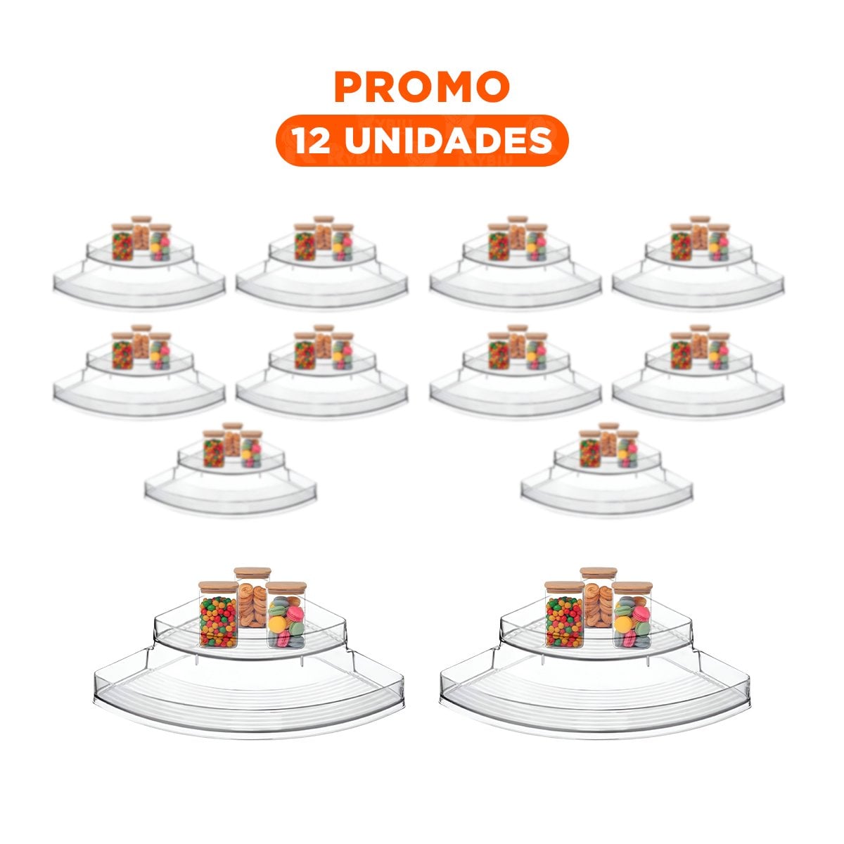 PACK12 ALMACENADOR ELEGANTE DE ACRILICO ESQUINERO TRANSPARENTE PARA DORMITORIO - 1