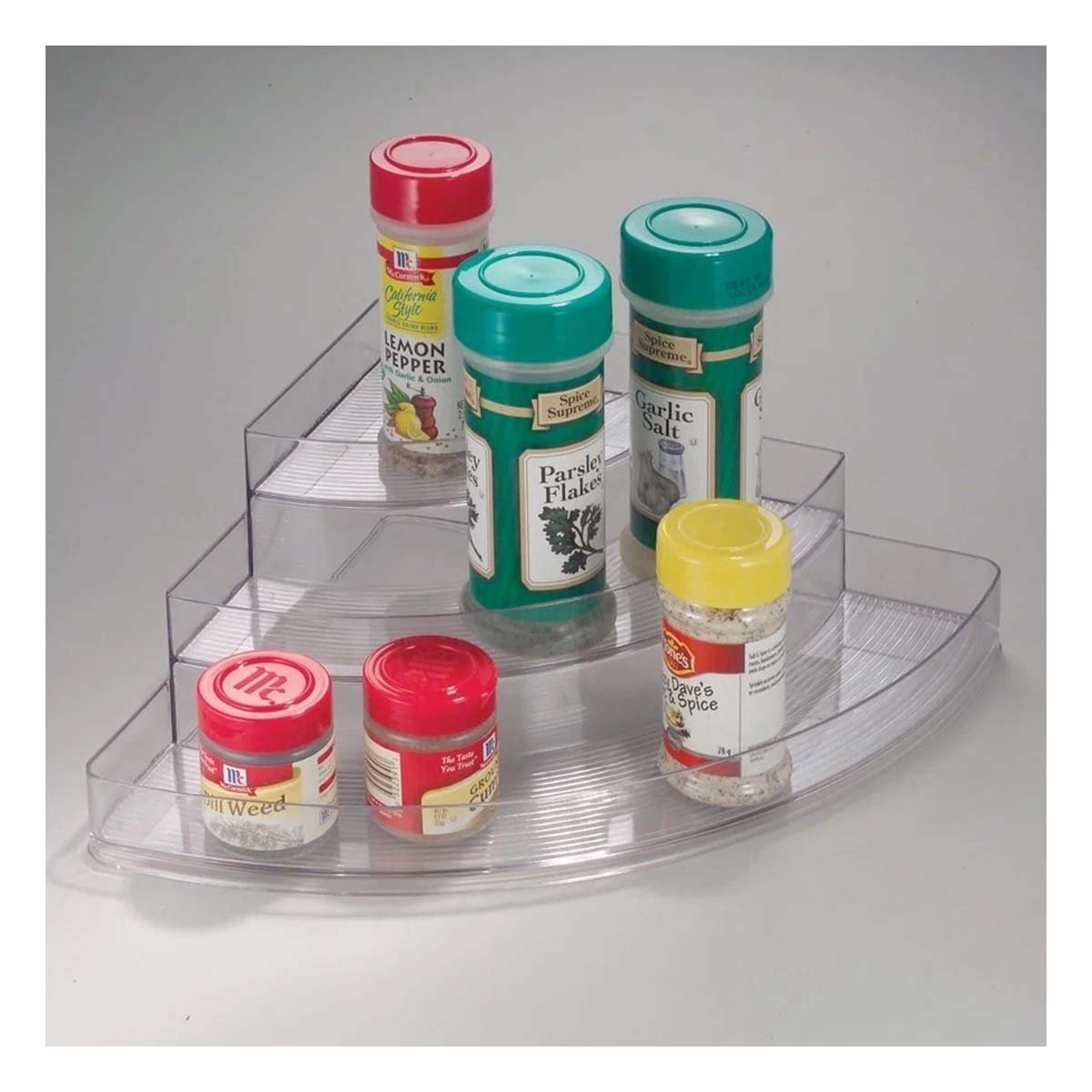 ORGANIZADOR ESQUINERO DE ACRILICO TRANSPARENTE 3 NIVELES PARA MESA Y COCINA - 1