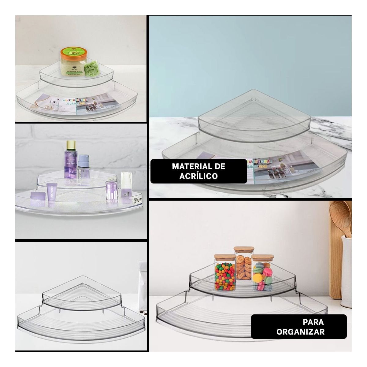 ALMACENADOR DE ACRILICO ESQUINERO TRANSPARENTE PARA MANTENER ARTICULOS ORDENADOS Y+PAPEL REGALO - 3