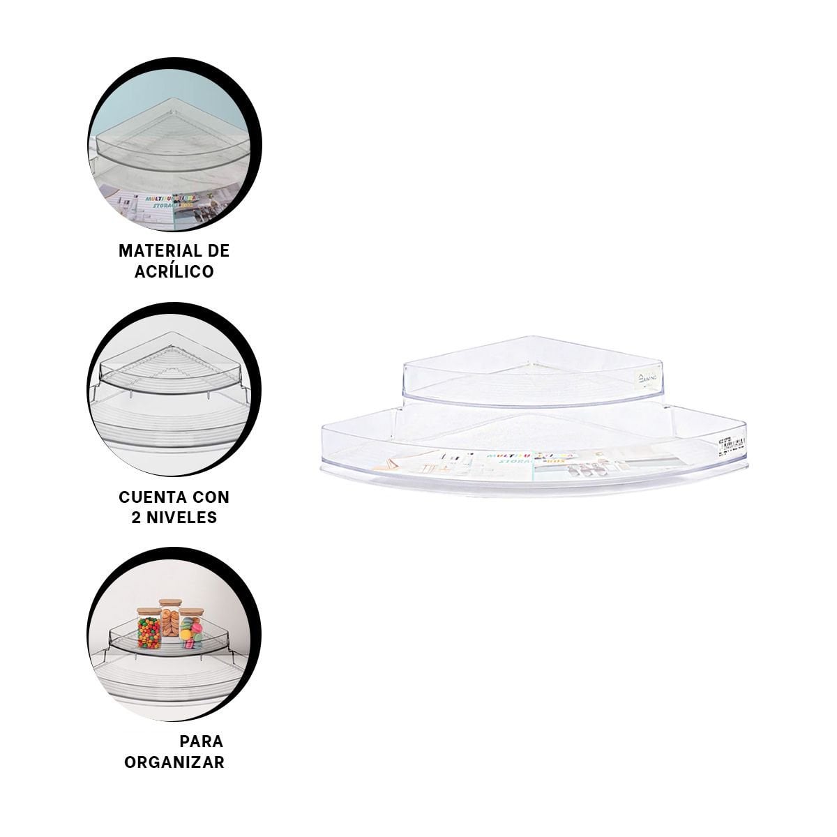 ALMACENADOR DE ACRILICO ESQUINERO TRANSPARENTE PARA MANTENER ARTICULOS ORDENADOS Y+PAPEL REGALO - 5