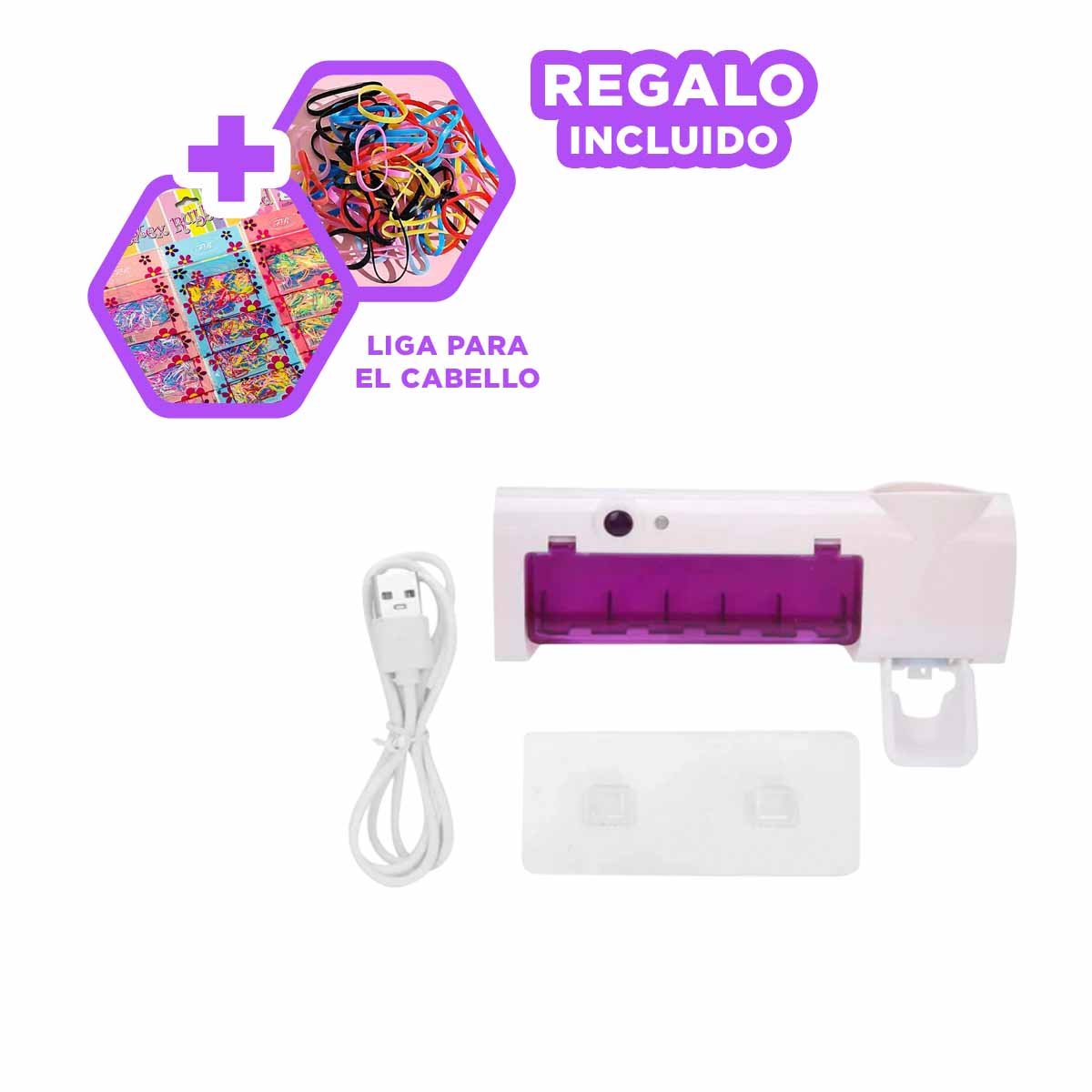 ESTERILIZADOR DENTAL CON LUZ VIOLETA PARA CEPILLOS Y DISPENSADOR BLANCO Y+LIGAS REGALO - 2