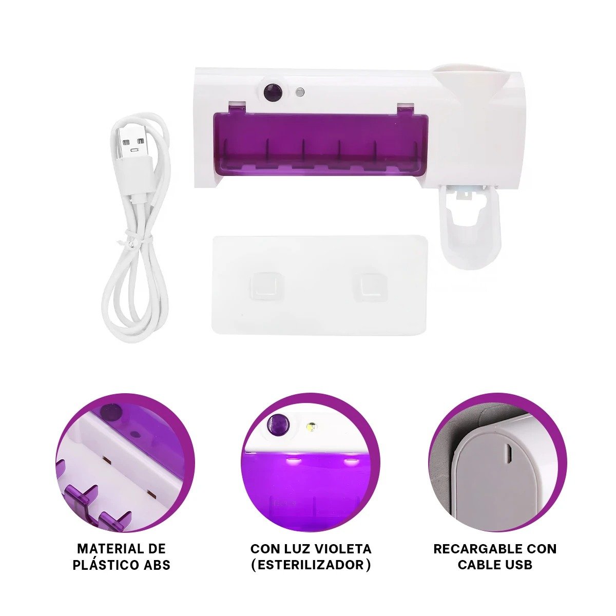 ESTERILIZADOR DE HIGIENE BUCAL CON LUZ VIOLETA Y DISPENSADOR DE CREMA Y+POST IT - 5