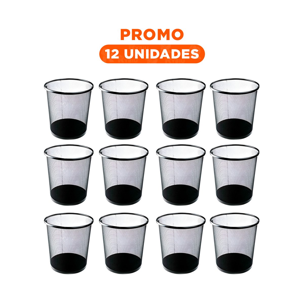 PACK12 CONTENEDOR PARA DESECHOS CIRCULAR NEGRO PRACTICO Y FUNCIONAL - 1