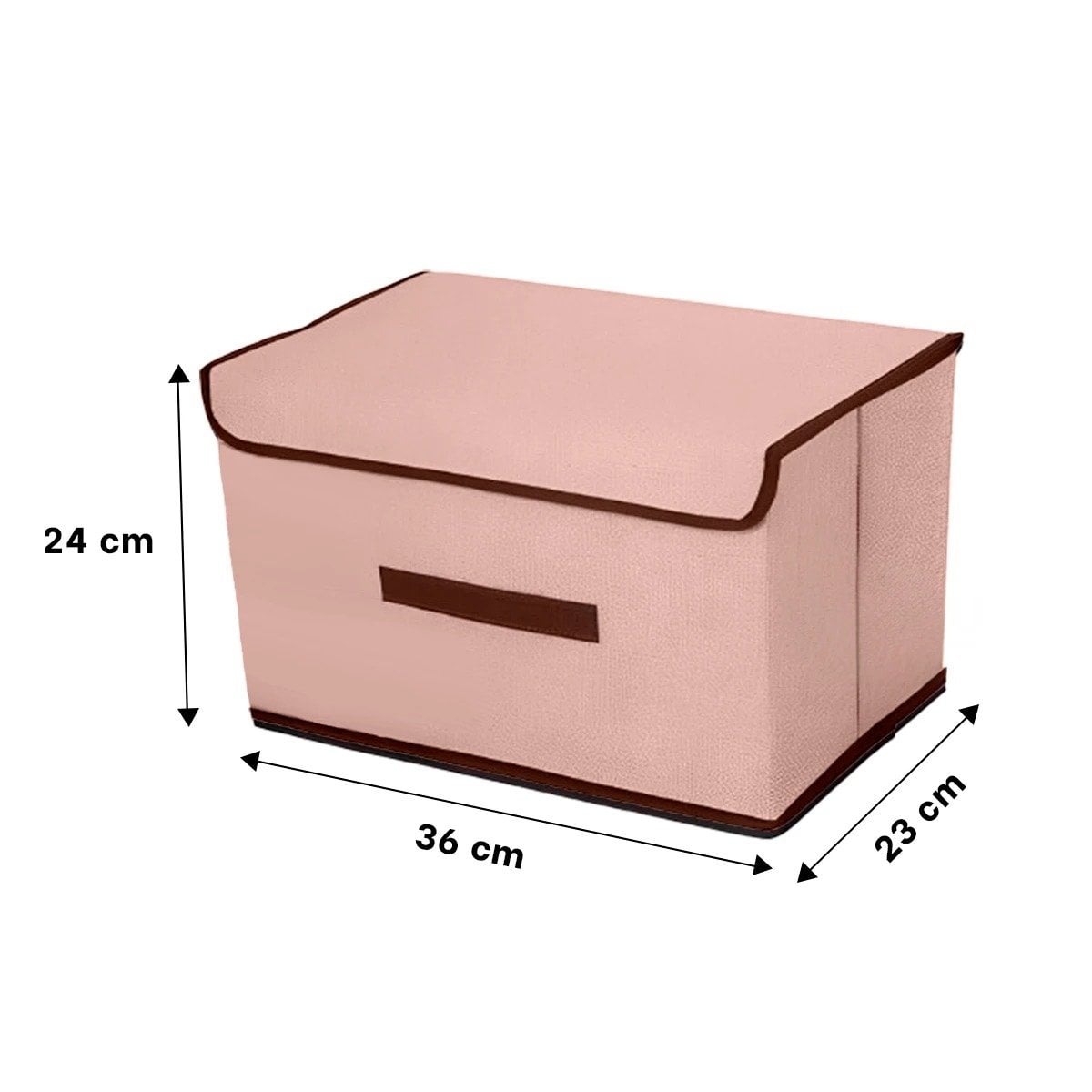 CAJA PARA GUARDAR ROPA DE TELA 36X24X23CM BEIGE CON BORDE MARRON Y+PAPEL REGALO - 4