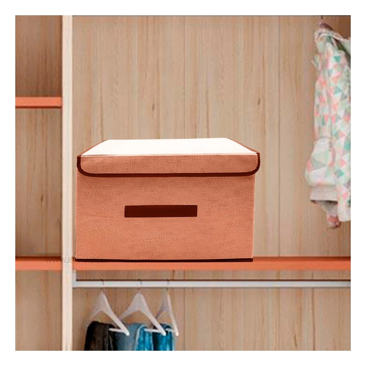 PACK4 ALMACENAMIENTO DE TELA 36X24X23CM MOSTAZA CON BORDE MARRON PARA CASA Y+REGALO STICKER - 3