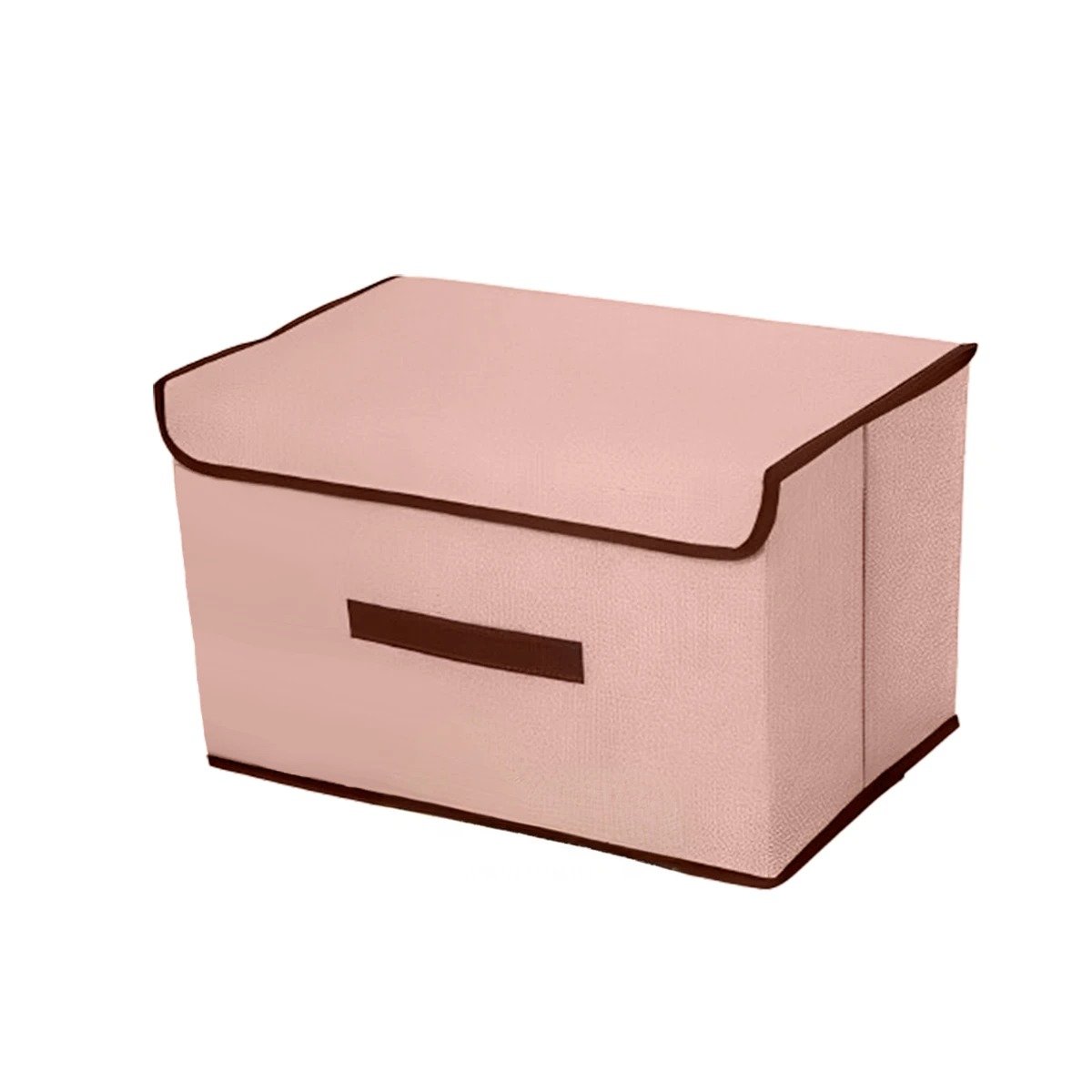 CAJA DECORATIVA DE TELA 36X24X23CM BEIGE CON BORDE MARRON PARA SALA Y+LIGAS REGALO - 5