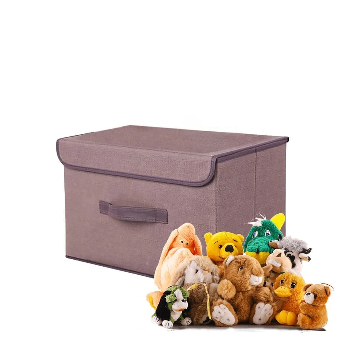 CAJA DECORATIVA DE TELA 25X19X16CM MARRON CON BORDE MARRON PARA SALA Y+LIGAS REGALO - 5