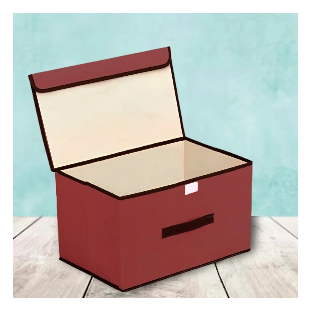 PACK12 ORGANIZADOR DE TELA 36X24X23CM MARRON CON BORDE MARRON PARA DORMITORIO Y+PAPEL REGALO - 3