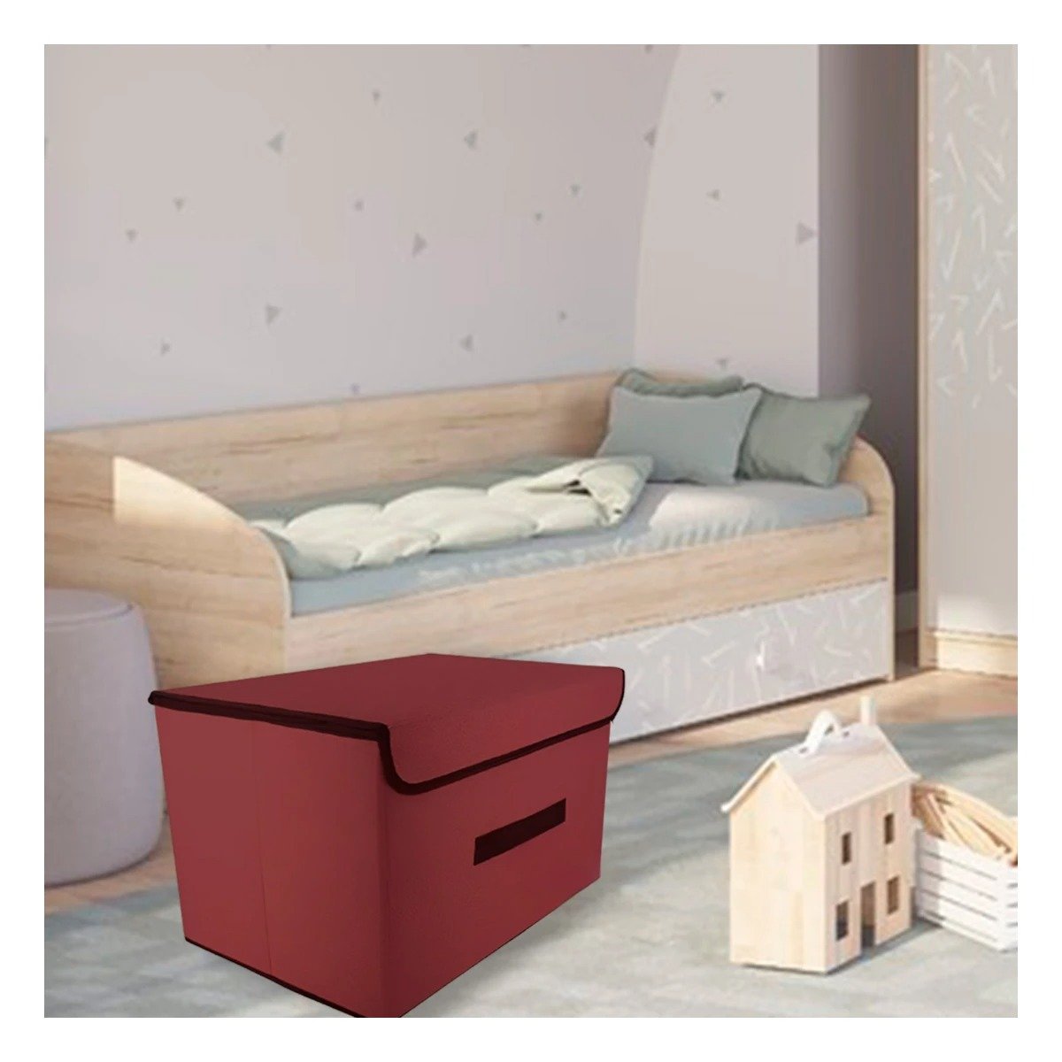 PACK6 ALMACENADOR DE TELA 36X24X23CM MARRON CON BORDE MARRON PARA HABITACIONES Y+PAPEL REGALO - 2