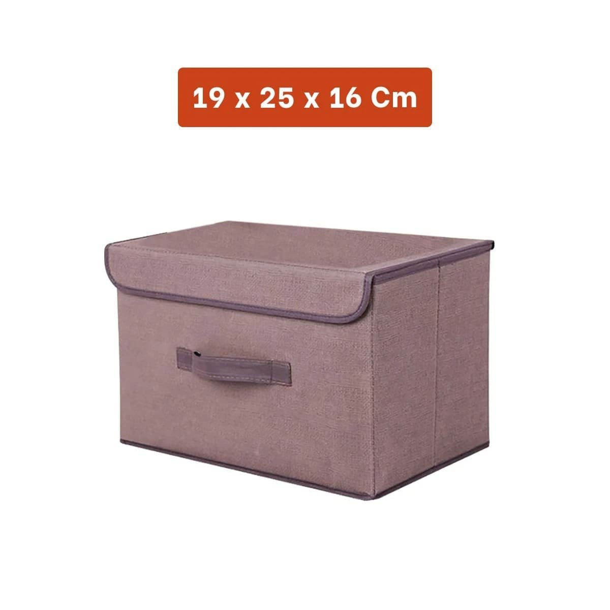 CAJA MULTIUSO DE TELA 25X19X16CM MARRON CON BORDE MARRON PARA HABITACIONES Y+POST IT - 4