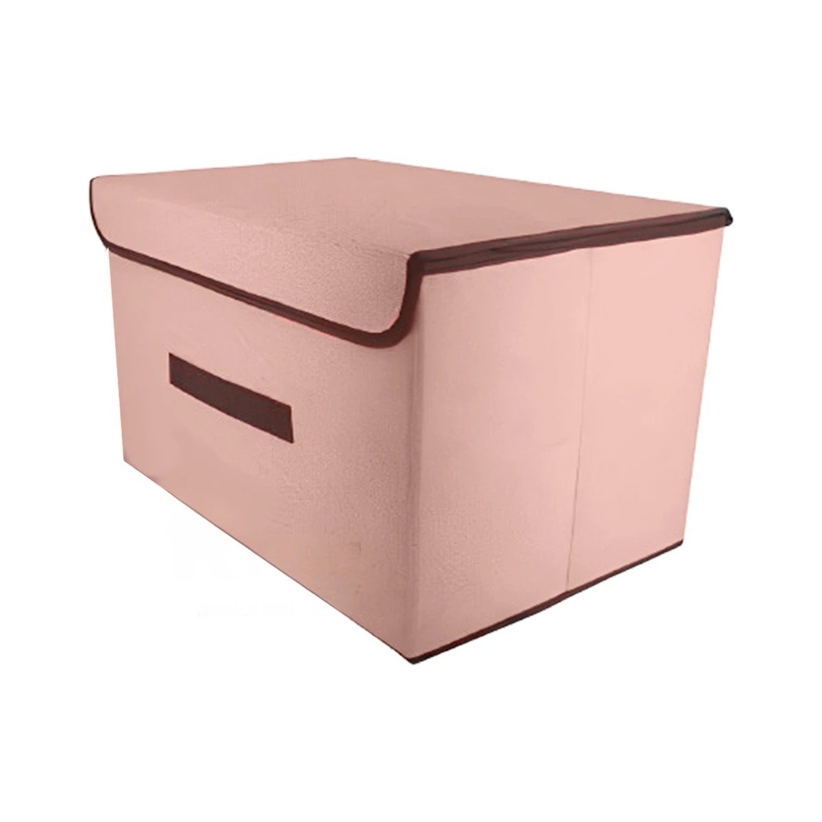 PACK6 ALMACENADOR PRACTICO DE TELA 36X24X23CM BEIGE CON BORDE MARRON PARA ROPA Y+REGALO STICKER - 2