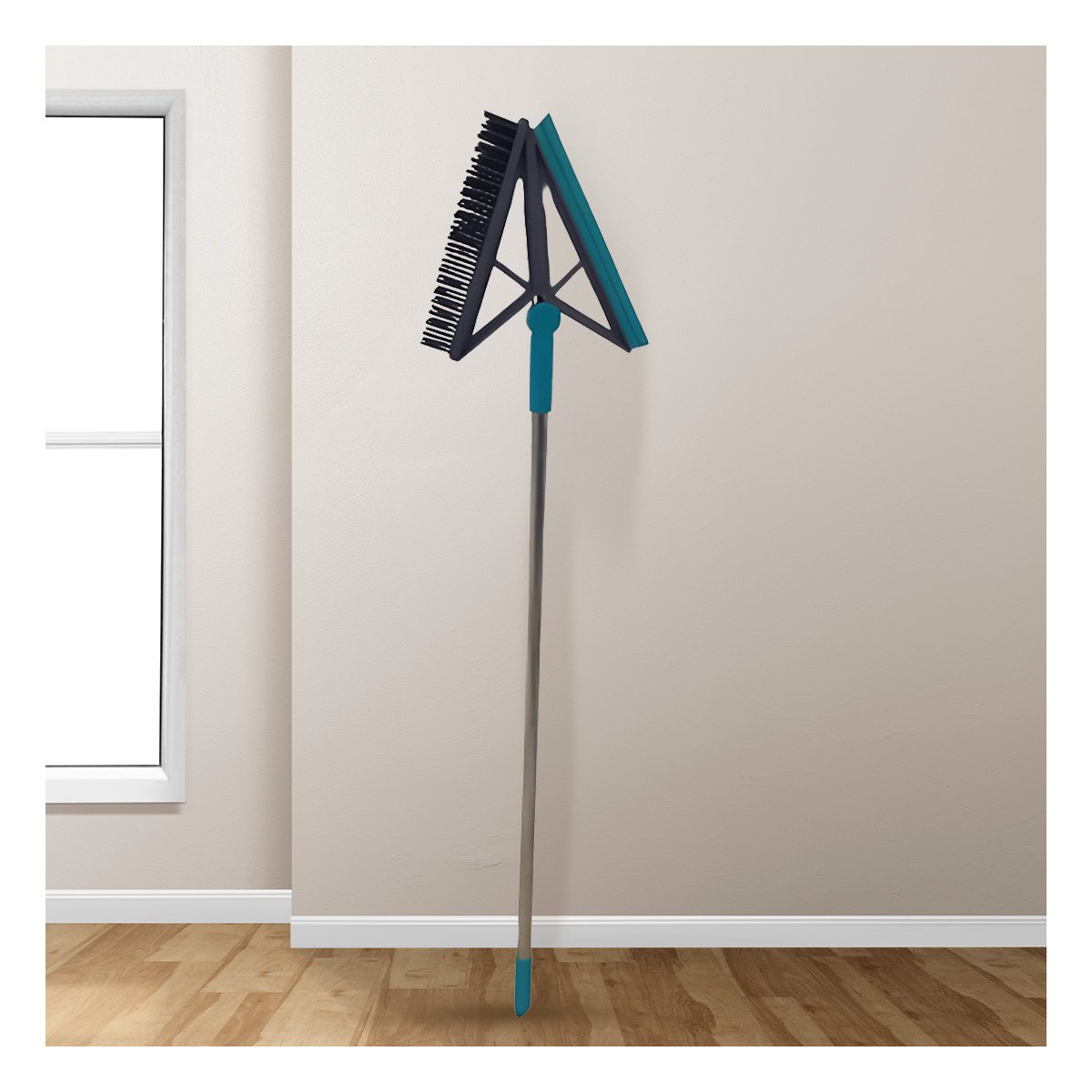 ESCOBA COMPACTA Y SILICONA 2 EN 1 PARA LIMPIEZA DIARIA VERDE Y+PAPEL REGALO - 2