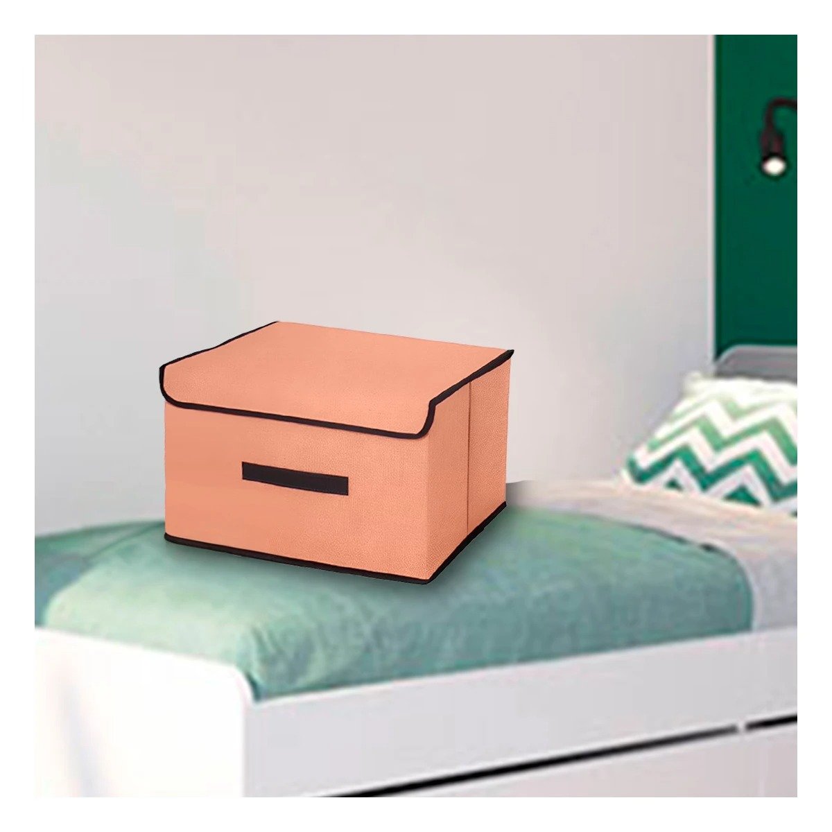 PACK4 CONTENEDOR COMPACTO DE TELA 25X19X16CM MOSTAZA CON BORDE MARRON Y+PAPEL REGALO - 5