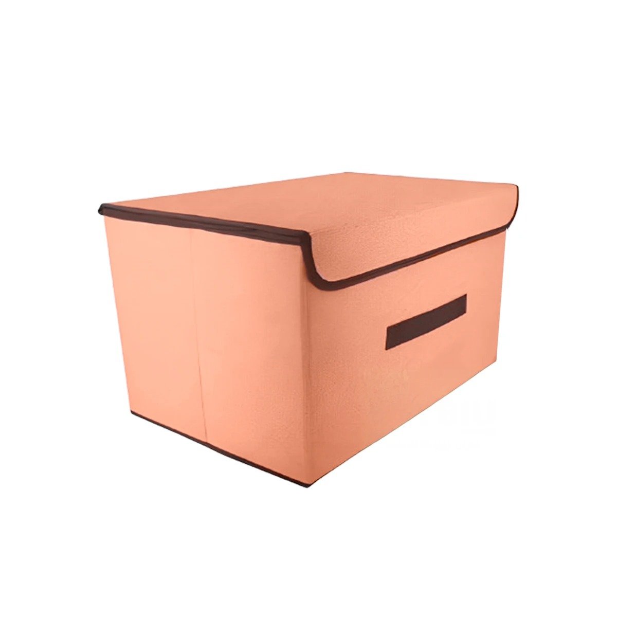 CAJA DE ALMACENAMIENTO DE TELA 25X19X16CM MOSTAZA CON BORDE MARRON Y+REGALO STICKER - 1