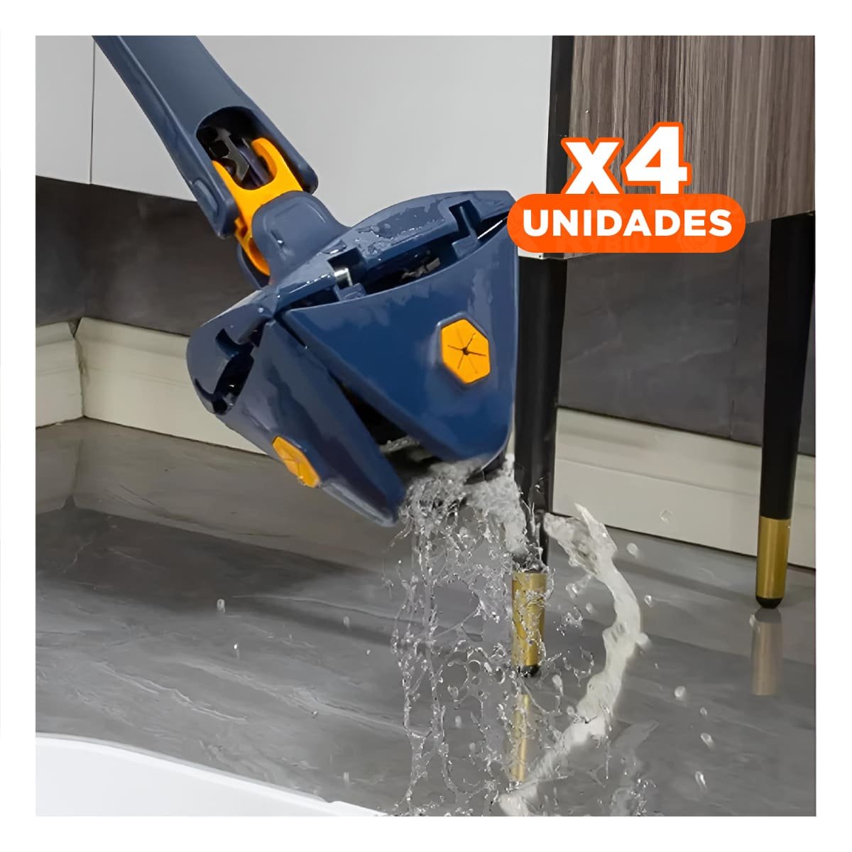 PACK4 LIMPIAPISOS 360 CON AUTOEXPRIMIDOR AZUL PARA PISO Y LIMPIEZA RÁPIDA Y+PAPEL REGALO - 1