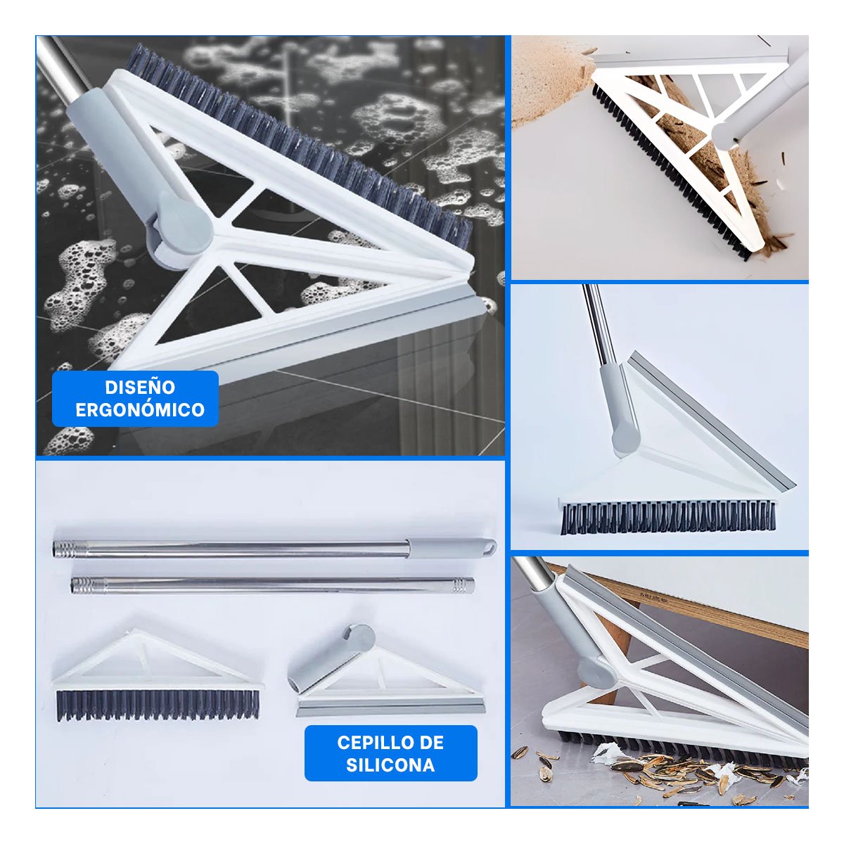 ESCOBA MULTIUSO Y SILICONA 2 EN 1 PARA MANTENER CASA ORDENADA BLANCO Y+LIGAS REGALO - 1