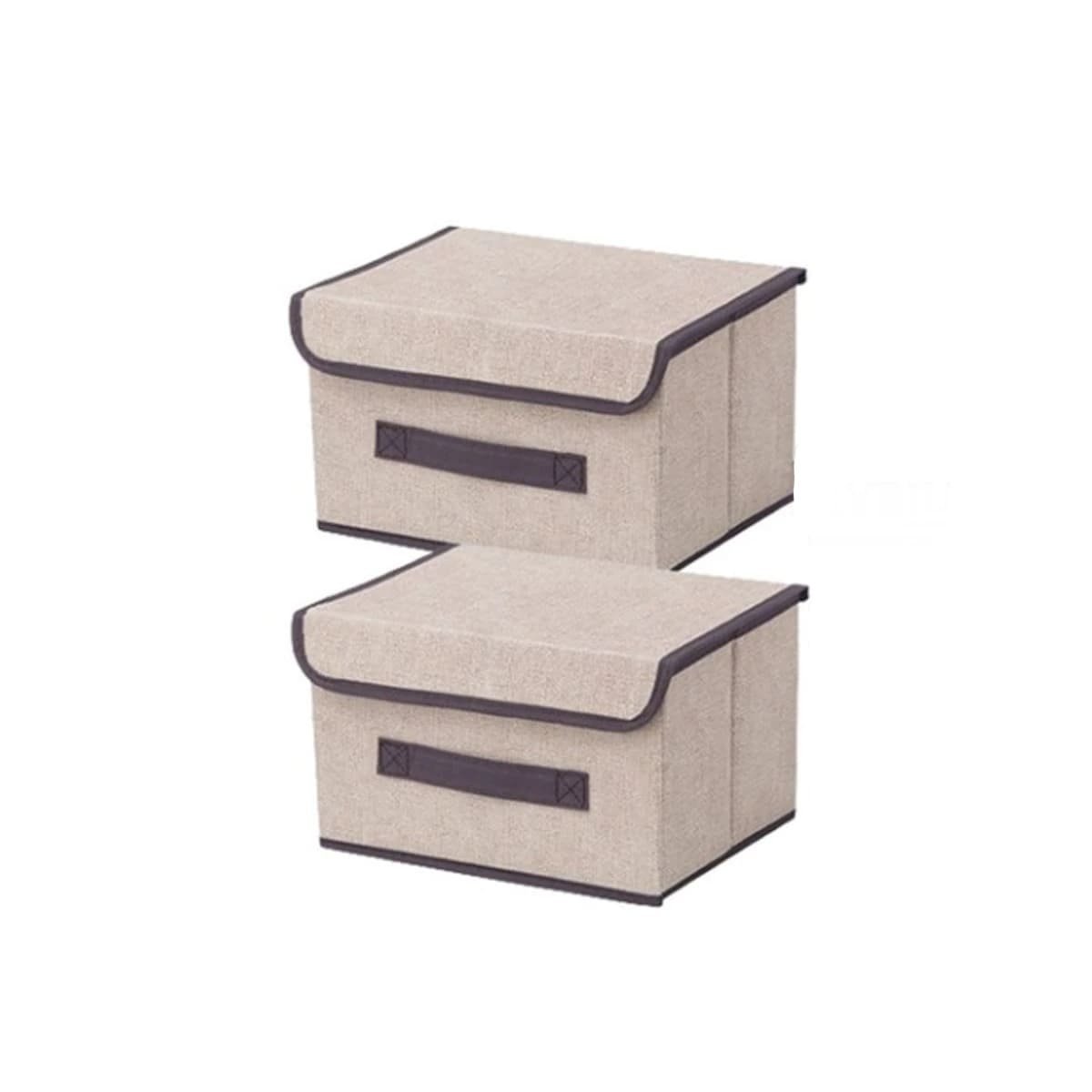 PACK12 ORGANIZADOR MULTIUSO DE TELA 25X19X16CM BEIGE CON BORDE MARRON Y+REGALO STICKER - 2
