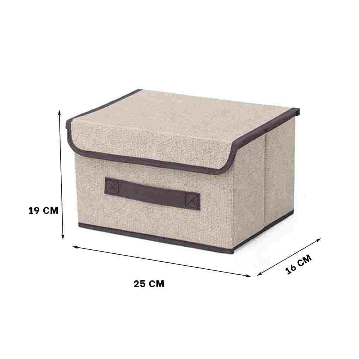 PACK6 ALMACENADOR PRACTICO DE TELA 25X19X16CM BEIGE CON BORDE MARRON PARA ROPA Y+REGALO STICKER - 4