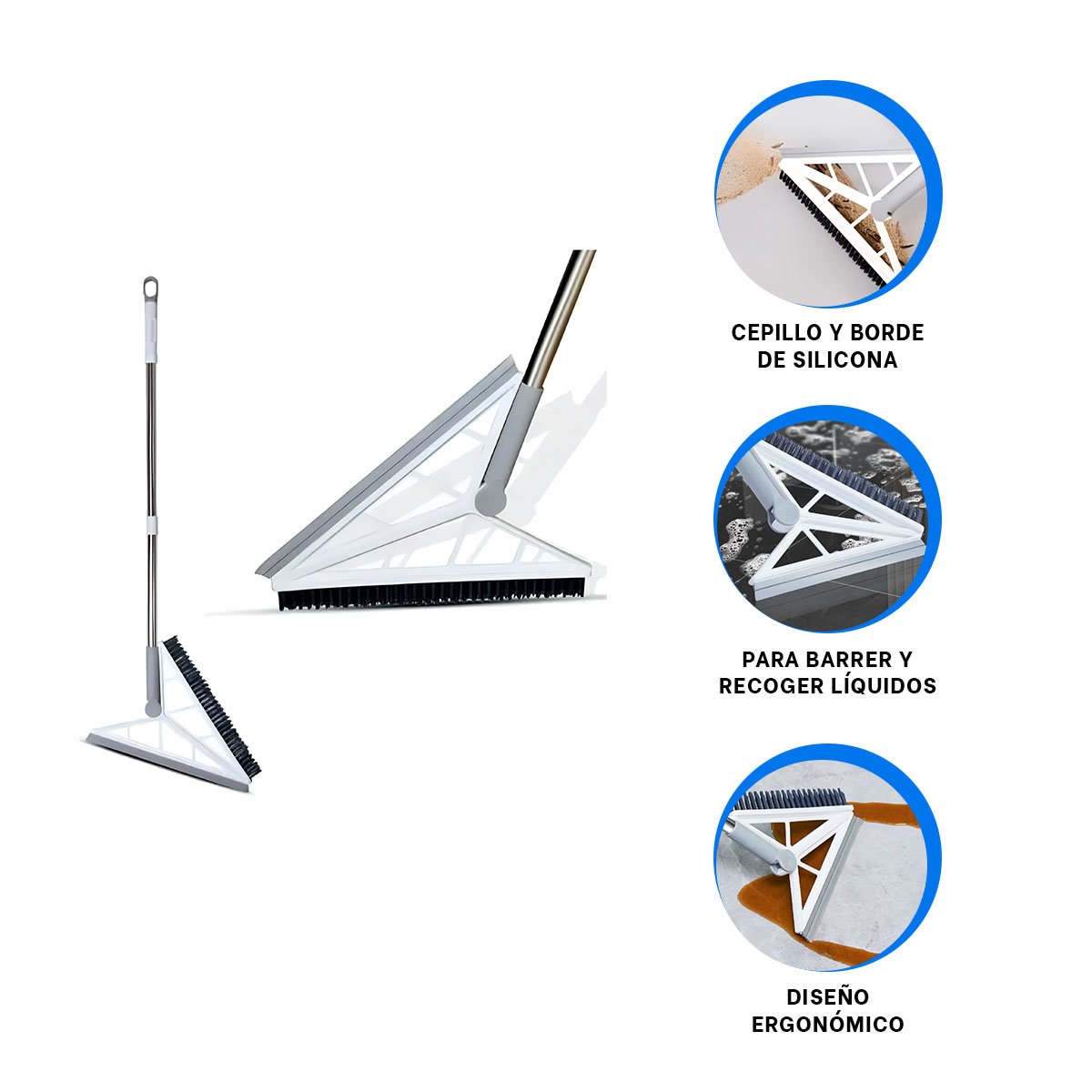 ESCOBA COMPACTA Y SILICONA 2 EN 1 PARA LIMPIEZA DIARIA BLANCO Y+PAPEL REGALO - 5
