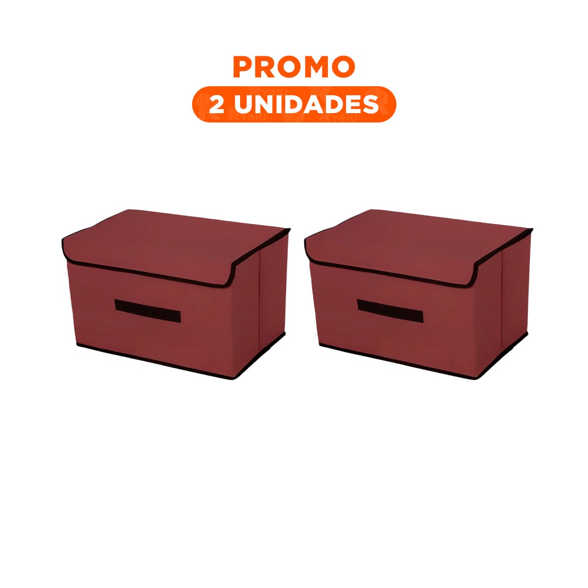 PACK2 CONTENEDOR DE TELA 36X24X23CM MARRON CON BORDE MARRON PARA GUARDAR Y+REGALO STICKER - 1