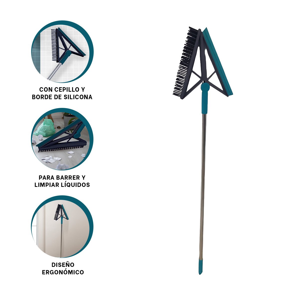 ESCOBA RAPIDA Y SILICONA 2 EN 1 PARA PISOS Y RINCONES DIFICILES VERDE Y+POST IT - 5
