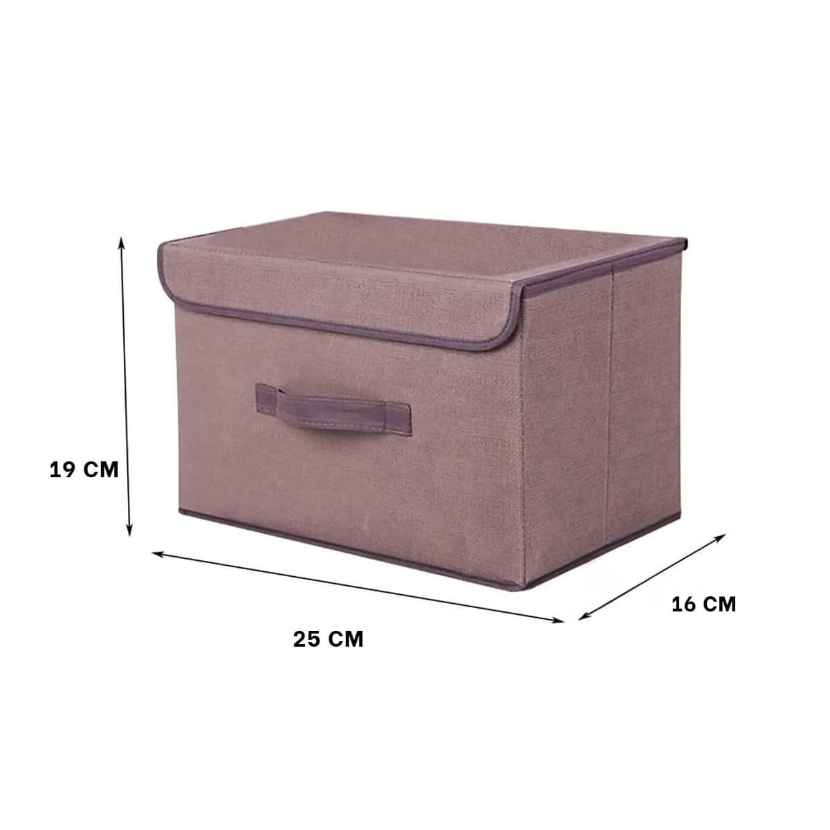 PACK2 CONTENEDOR ORGANIZATIVO DE TELA 25X19X16CM MARRON CON BORDE MARRON PARA CASA - 4