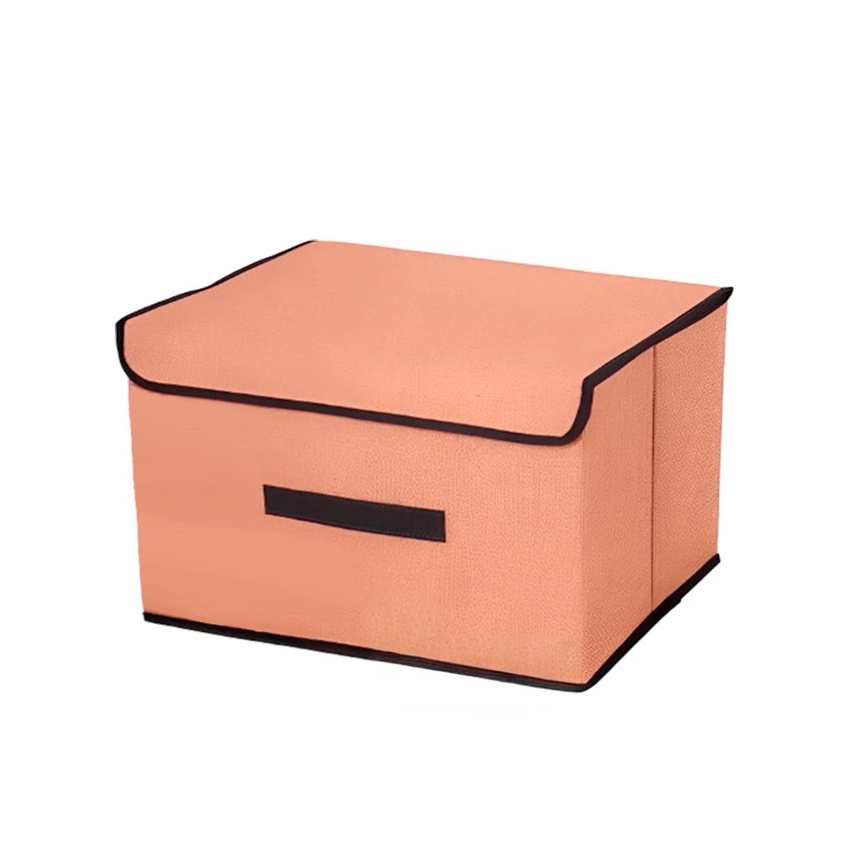 PACK2 CONTENEDOR DE TELA 25X19X16CM MOSTAZA CON BORDE MARRON PARA GUARDAR Y+REGALO STICKER - 2