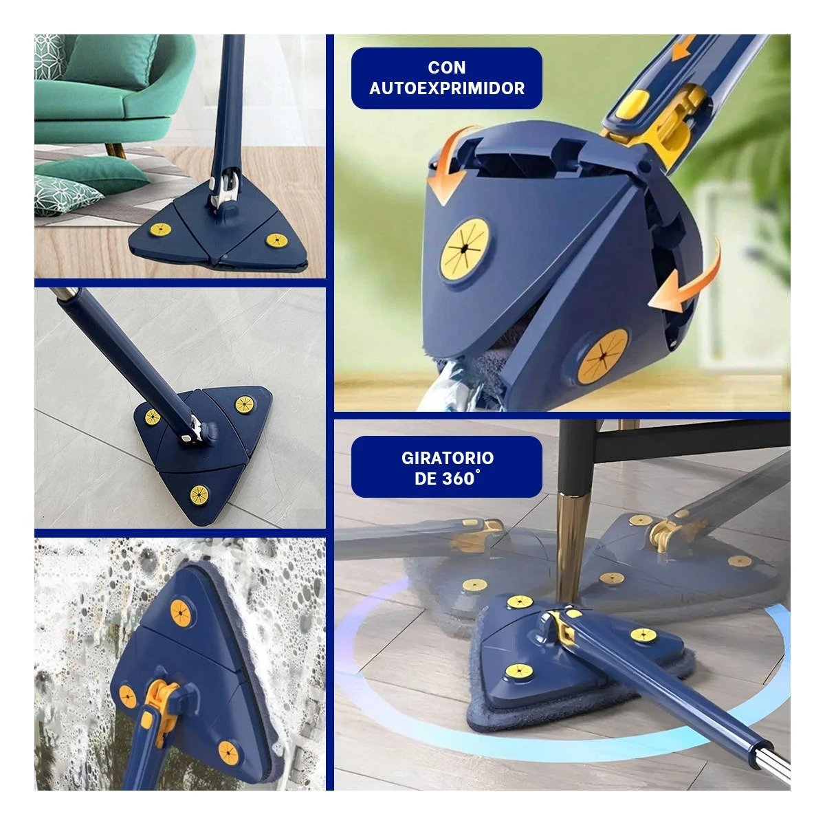 ESCURRIDOR GIRATORIO 360 CON SISTEMA DE AUTOEXPRIMIDO AZUL PARA LIMPIEZA FÁCIL - 2