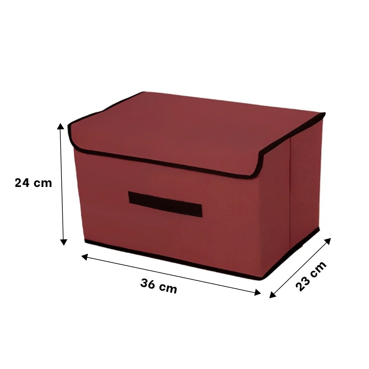 CAJA PARA GUARDAR ROPA DE TELA 36X24X23CM MARRON CON BORDE MARRON Y+PAPEL REGALO - 4