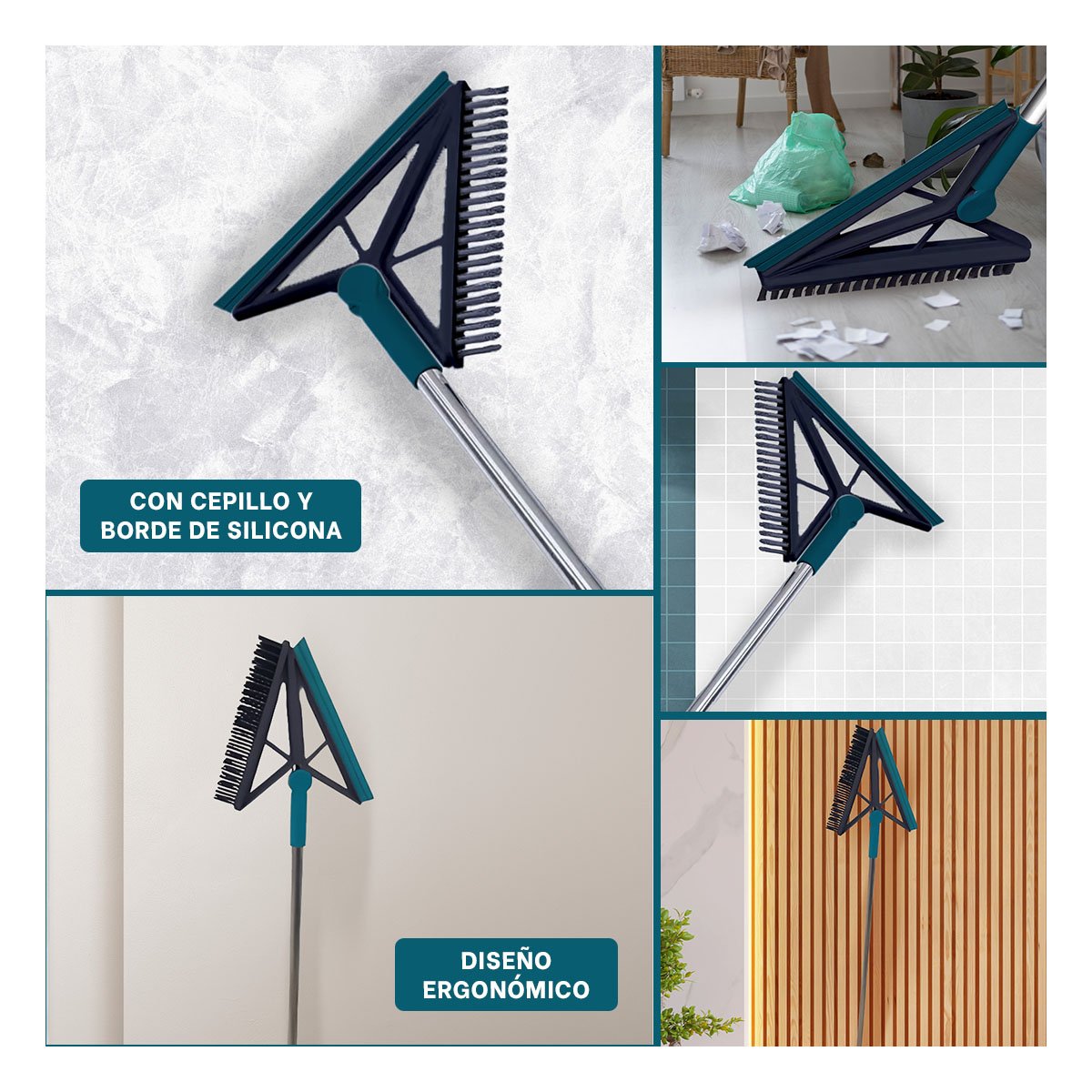 PACK2 CEPILLO COMPACTO Y SILICONA 2 EN 1 PARA LIMPIEZA DE COCINA Y SALA VERDE Y+PAPEL REGALO - 3