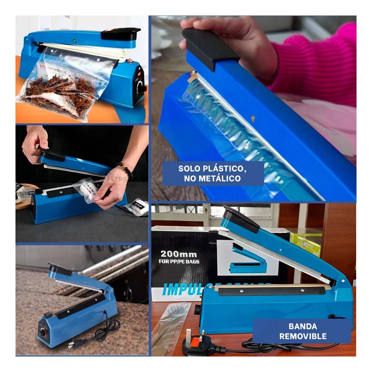 CERRADOR DE BOLSAS COMPACTO CON SISTEMA SEGURO 200MM AZUL 31X11CM Y+PAPEL REGALO - 3
