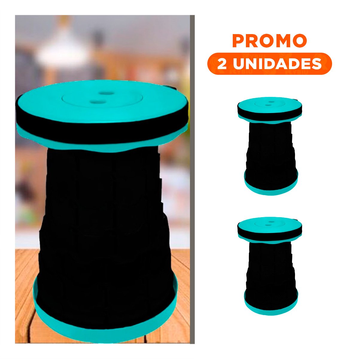 PACK2 TABURETE LIGERO QUE FACILITA AÑADIR ASIENTOS SIN COMPLICACIONES TURQUEZA Y+REGALO STICKER - 1