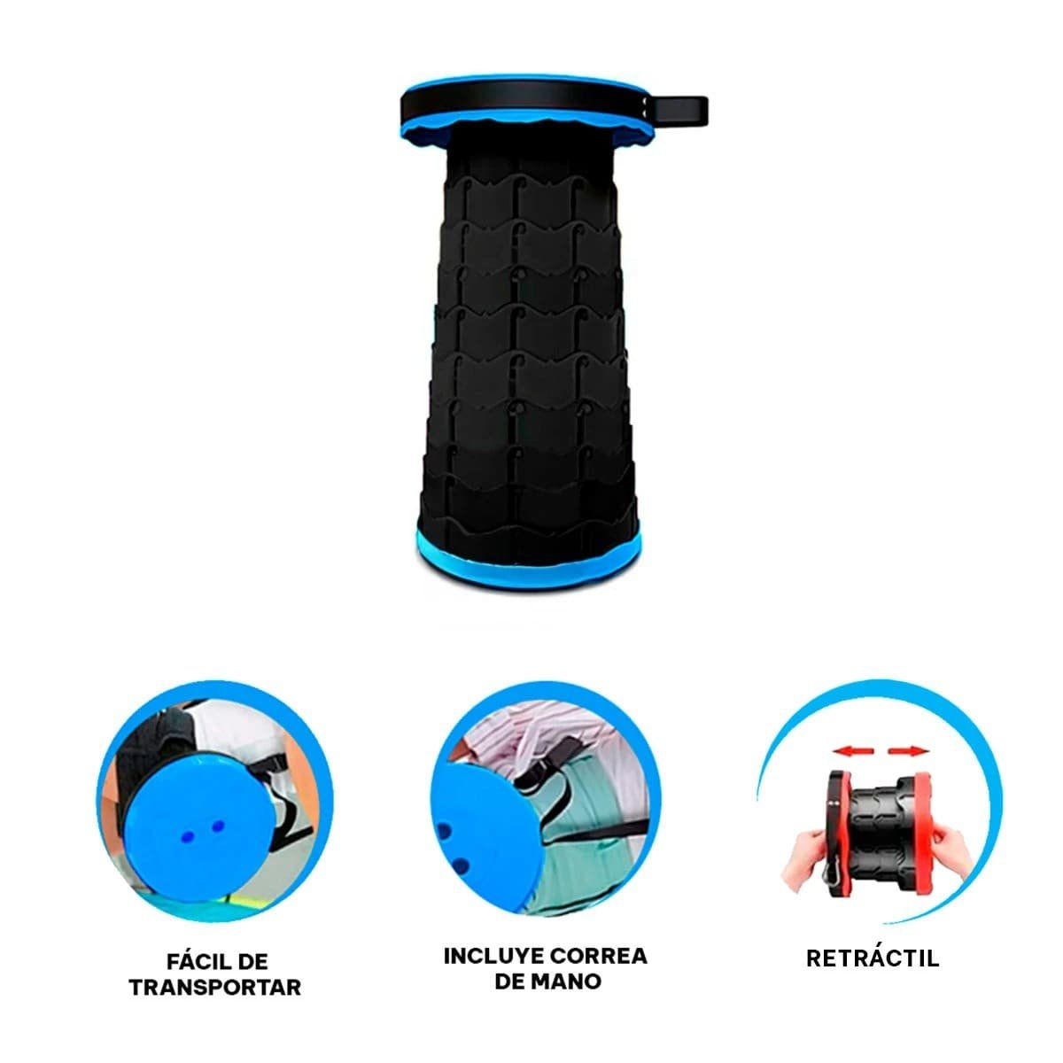 ASIENTO LIGERO Y PORTATIL CON SEGURO PARA VIAJES Y CAMPING AZUL Y+PAPEL REGALO - 5