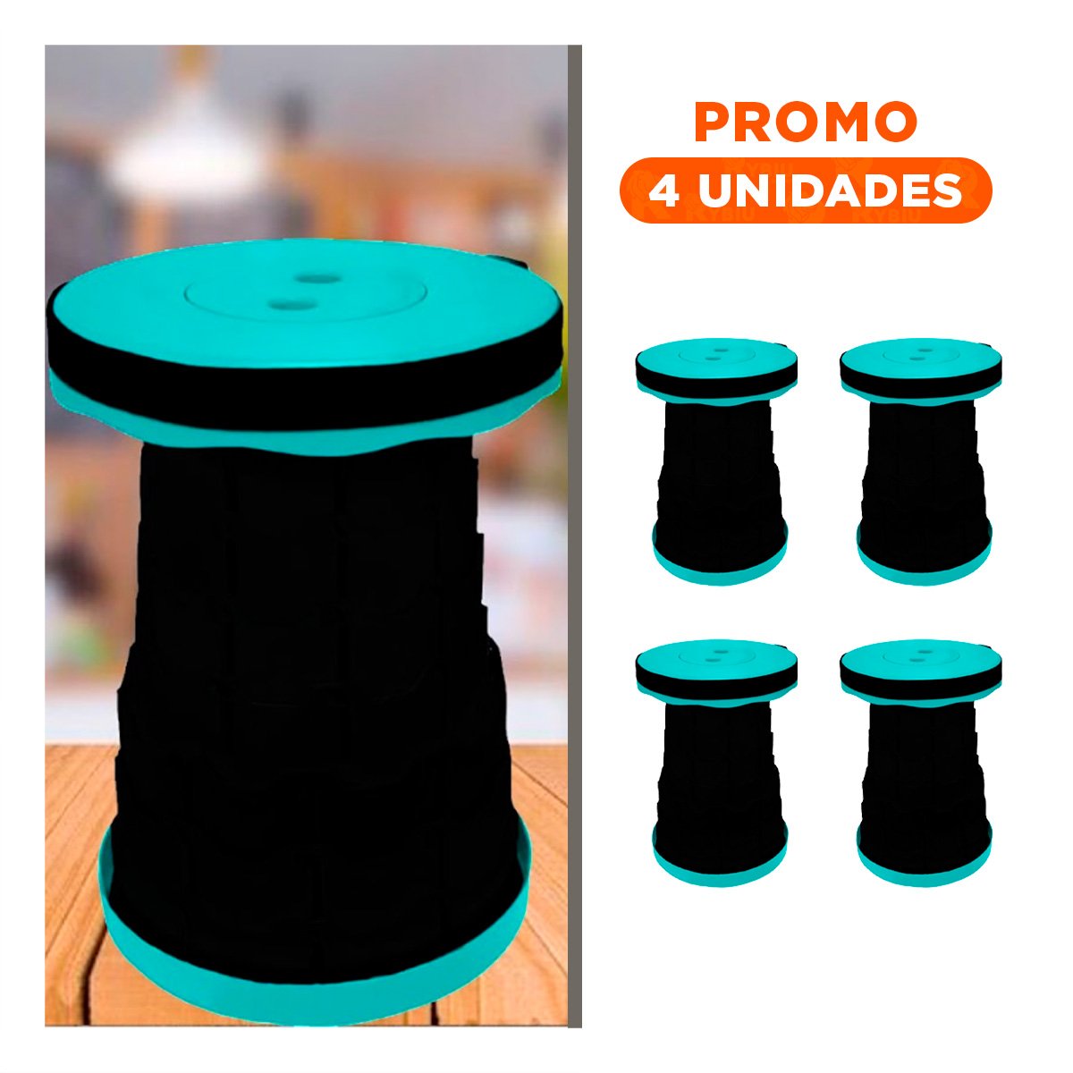 PACK4 TABURETE ESTABLE Y SEGURO PARA USO DIARIO O EVENTOS FAMILIARES TURQUEZA - 1