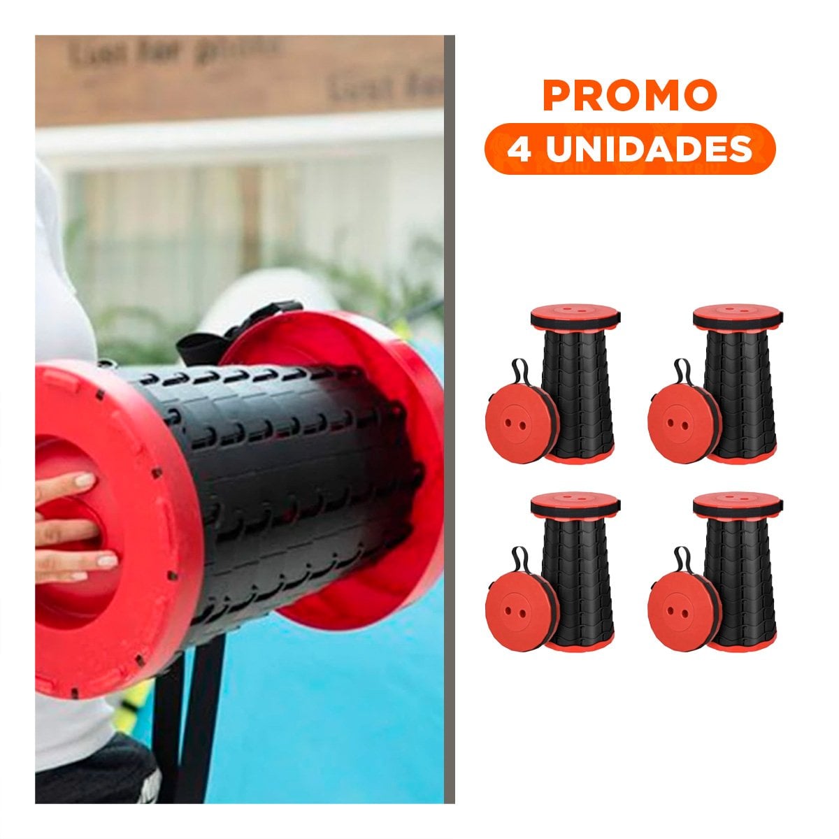 PACK4 REPOSO FUNCIONAL CON PORTABILIDAD PARA ESPACIOS REDUCIDOS ROJO - 1